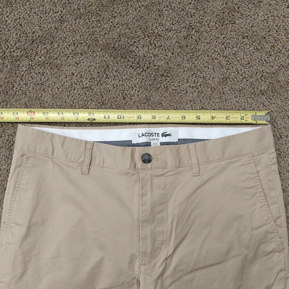 Lacoste Mens Slim Fit Chino Pants Macaroon Beige Cotton Stretch HH2739 US 33 NEW - Picture 10 of 14